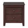 2-Drawer Classic Design Nightstand with Dark Walnut Finish