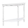 Retro Circular Curved Half-Moon Milk White Console Table with Cloud Design Top and Open Bottom Shelf
