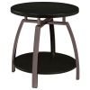 Dark Grey and Black Nickel End Table with Sturdy Angled Metal Base and Open Bottom Shelf