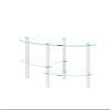 Transparent Oval Tempered Glass Coffee Table with 3-Layer Design and Stainless Steel Legs