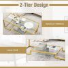 Modern 2-Tier Rectangular Gold Coffee Table with Clear Tempered Glass and Open Bottom Shelf