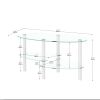 Transparent Oval Tempered Glass Coffee Table with 3-Layer Design and Stainless Steel Legs
