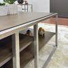 Padena Metal Frame Wood Coffee Table with 2 Open Bottom Shelves