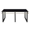 Zamir Collection Set of 3, 1 Coffee Table, 2 End Tables with Black Tempered Glass Tops, Gold-Hued Banding and Black Metal Finish Legs