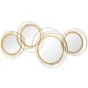 Modern Handcrafted Asymmetrical Gold Circle Metal Frame Wall Mirror