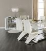 Set of 2, White Leatherette Z Shaped Dining Chairs with Chrome Finish Base