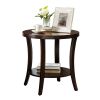 Perth Contemporary Oval Shelf End Table with Open Bottom Shelf and Espresso Finish