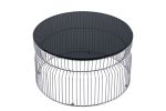 CT901 & ET901 Coffee Table Set with Nested Metal Base and Tinted Tempered Glass Tabletop