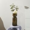 Green Translucent Handcrafted Tabletop Glass Vase with Fluted Ribbed Design