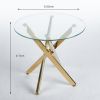 5 Piece Dining Set, 1 Table & 4 Chairs, with Gold Metal Frame & Legs, Clear Tempered Glass Tabletop and High Backrest Chairs