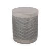 Lightweight Concrete End Table with Cylindrical Structure, Basket Weave Pattern for Outdoor or Indoor Use