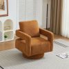 Square Swivel Boucle Accent Chair with Open Back, 360 Degree Rotation and Matching & Removable Back Cushion