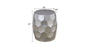 Antique Silver Modern Contemporary Handcrafted Aluminum End Table with Glossy Diamond Patterned Base Design