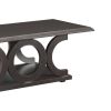 Rectangular Cappuccino Coffee Table with C Shape Curved Frame Design and Open Bottom Shelf