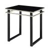 Zamir Collection Set of 3, 1 Coffee Table, 2 End Tables with Black Tempered Glass Tops, Gold-Hued Banding and Black Metal Finish Legs