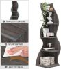 Corner Fitted Gray Bookshelf Display Rack with Curved Wavy Design and 5 Open Shelves