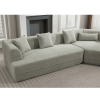 128” Modern Minimalist Style Sofa with Boucle Fabric, 4 Throw Pillows and 1 Lumbar Pillow