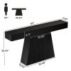 63” Farmhouse Black Console Table with Trapezoidal Design and Wood Grain Details