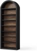 8 Tier Arched Bookshelf with Two Tone Color and Closed Back Design