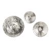 Set of 3, Silver Textured Oversized Disc Wall Decor in Stainless Steel and 3 Different Sizes