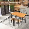 5 Piece Dining Set with 1 Rectangle Wooden Table and 4 High Backrest Cushioned Chairs