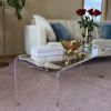 39.25” Clear Acrylic Coffee Table with Long Rectangle Shape and Waterfall Style Leg Design