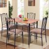 5 Piece Dining Set with 1 Rectangle Wooden Table and 4 High Backrest Cushioned Chairs
