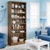 71” Walnut Rectangle Storage Cabinet with Doors and Adjustable Shelves