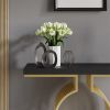 39.4" Modern Narrow Console Table with Geometric Metal Base Black Entryway Table