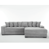 L Shaped Gray Corduroy Sofa with Right Chaise Daybed, Left Double Seat, Wide Padded Armrests and 8 Matching Throw Pillows