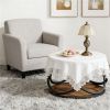 31.5” Round Coffee Table with Bottom Shelf and Cross Design Metal Frame