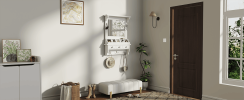 Floating Wall-Mounted Makeup Storage Vanity with HD Mirror, 3 Drawers, 5 Pockets, and 5 Metal Hooks