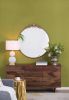36" x 38.5" Round Wall Mounted Gold Mirror with Vintage Adornment Top Design and Gold Metal Frame