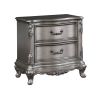Ariadne Antique Platinum Finish Night Stand with 2 Drawers