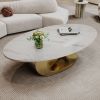 Marble Coffee Table with Gold Sculptural Stainless Steel Base