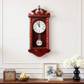 23.62” Grandfather Vintage Pendulum Wall Clock with Silent Quartz Movement and Handcrafted Design