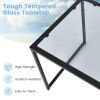 Tempered Glass Side End Table with Black Metal Frame for Indoor and Outdoor Usage