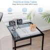 Tempered Glass Side End Table with Black Metal Frame for Indoor and Outdoor Usage