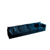 146.5” Modular Sectional Sofa with 4 Spacious Seating Areas, Padded Cushions and Made of Blue Chenille Upholstered Fabric