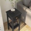 2-Tier Side End Tables, Set of 2 with Top Drawer and Open Bottom Shelf