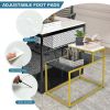 2-Tier Side End Table with Marble Finish Tabletop and Gold Metal Frame