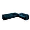 2 Piece Sofa Set, One 3 Seater, One 2 Seater with Blue Chenille Upholstered Fabric
