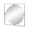 32" Poppy Design Mirror with Gold Metal Frame and 4 Metal Clamp Holders for Stabilization