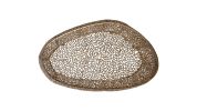 T3601-50 Gold Oval Coffee Table with Casted Aluminum Mesh Oval Frame Design