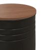 Round Metal Ottoman Set of 2 with Hidden Storage and Wooden Lids