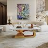 Modern Sintered Stone Tabletop Coffee Table with Stainless Steel Base - Elegant and Durable Living Room Centerpiece