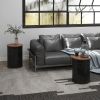 Round Metal Ottoman Set of 2 with Hidden Storage and Wooden Lids
