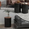 Round Metal Ottoman Set of 2 with Hidden Storage and Wooden Lids
