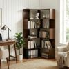 6 Tier Tall L Shaped Corner Bookshelf with Dual Sided Open Shelves and 10 Compartments For Storage & Display