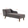 Gray Velvet Modern Chaise Lounge Chair with Removable Pillow and Tilted Backrest & Curved Armrests